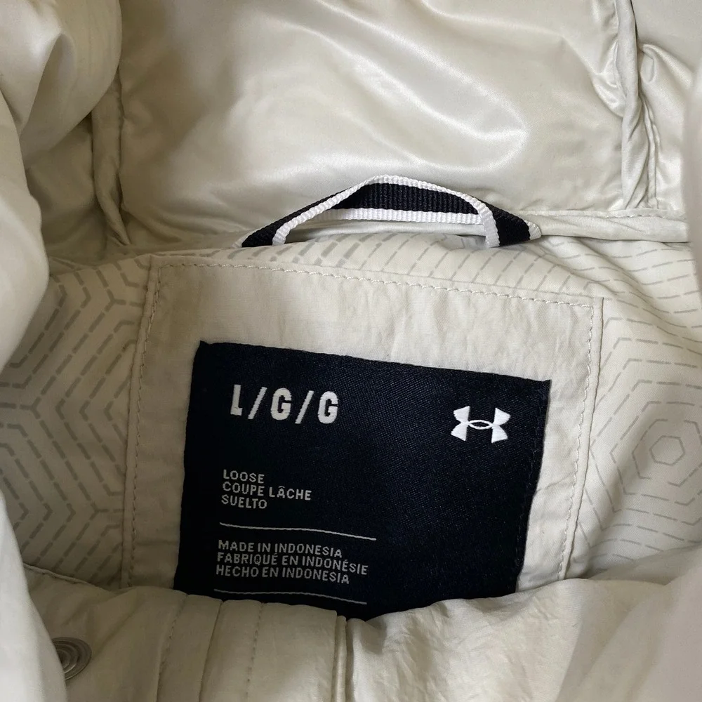 Under Armour Horizon Down Crinkle Jacket Mens Large Avy White 700 Fill Puffer